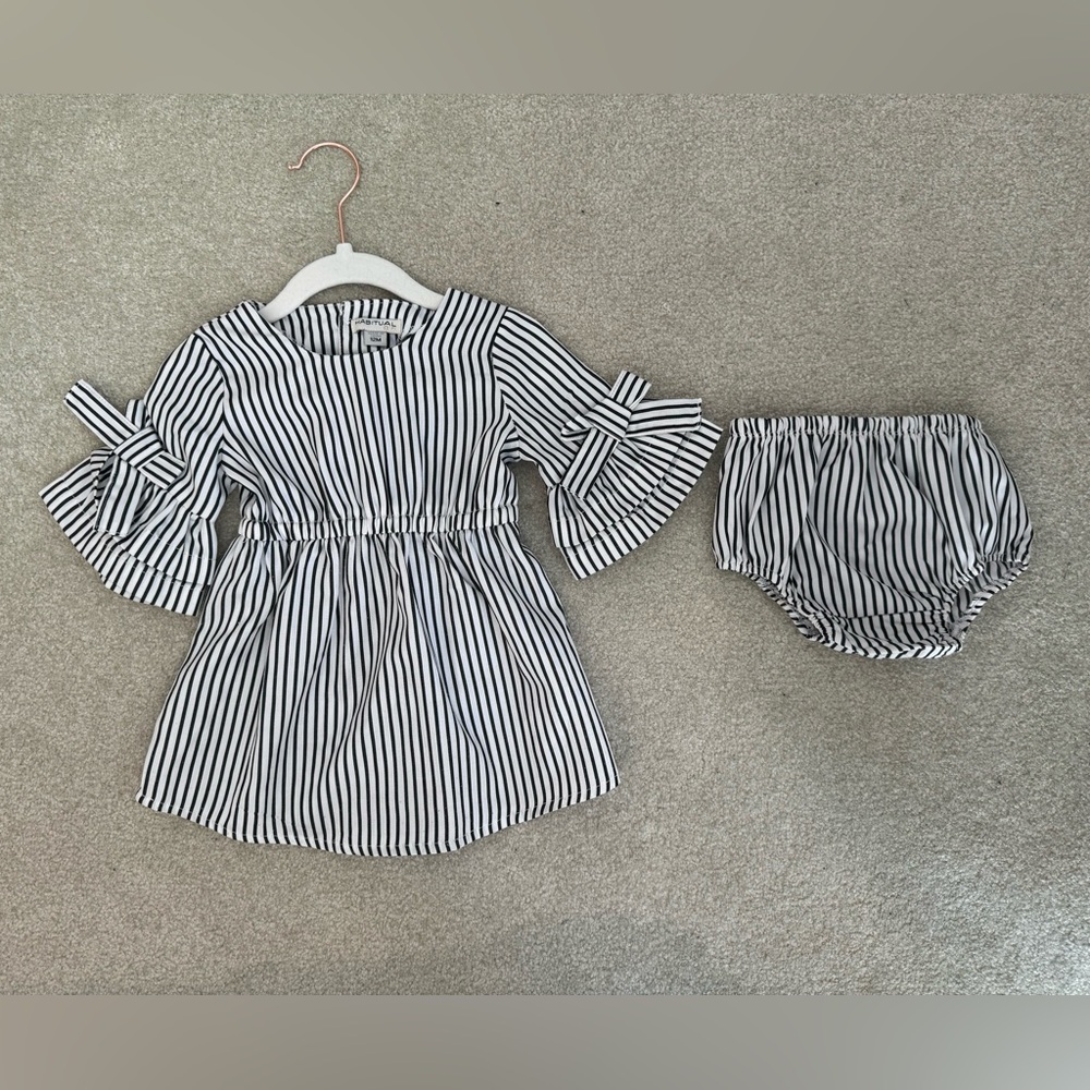 Habitual striped dress and bloomers girls 12 months - like new